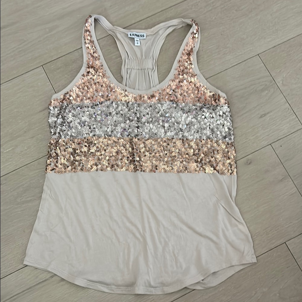 Women's Sequin Tank Top - Gold and Silver